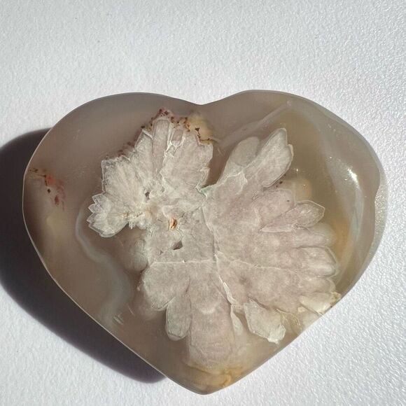 Flower Agate Heart‎ Carving (#8) - Picture 11 of 11